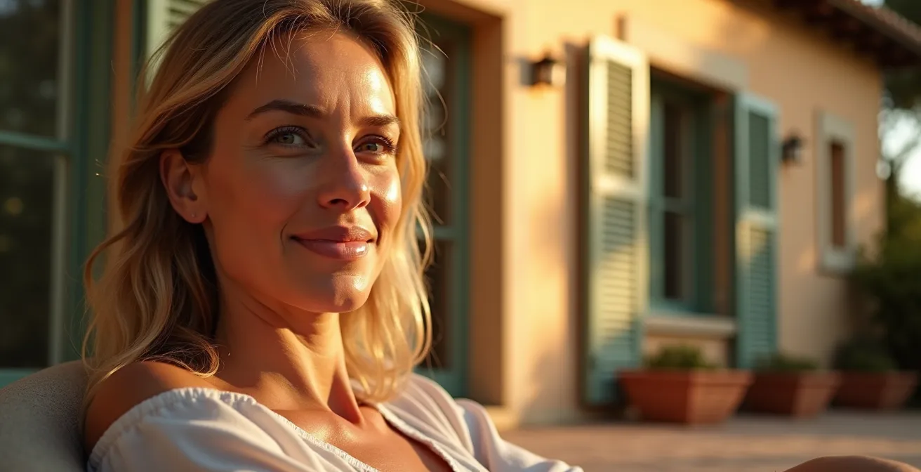 Casa italiana con tapparelle che si chiudono automaticamente durante ondata di calore estiva