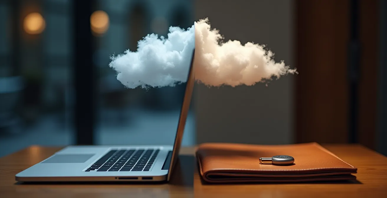 Confronto visivo tra firma digitale cloud e token fisico USB per PMI italiane