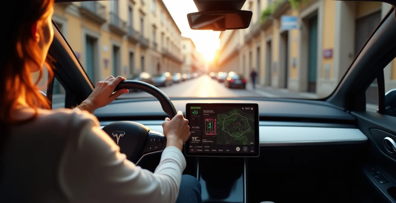 Sistema di frenata rigenerativa in azione nel traffico urbano