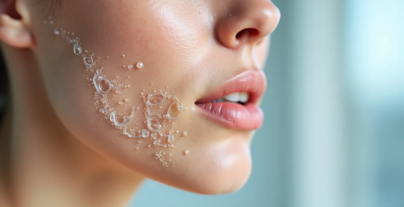 Texture stratificate di siero e crema su pelle matura