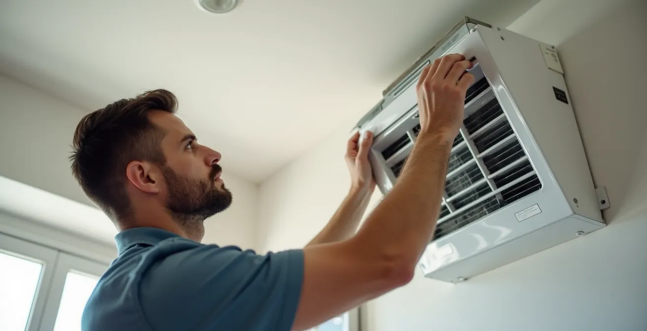 Sistema VMC a doppio flusso con recuperatore di calore in ambiente domestico italiano